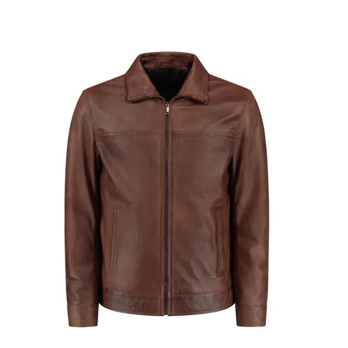 Cycas D’or , Kent Brown Leather Jacket ,Brown male, Sizes:
