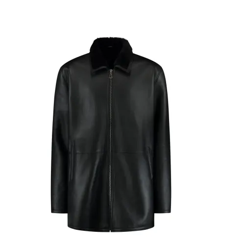 Cycas D’or , Shearling Lammy coat Appollo - winter coat - black ,Black male, Sizes: