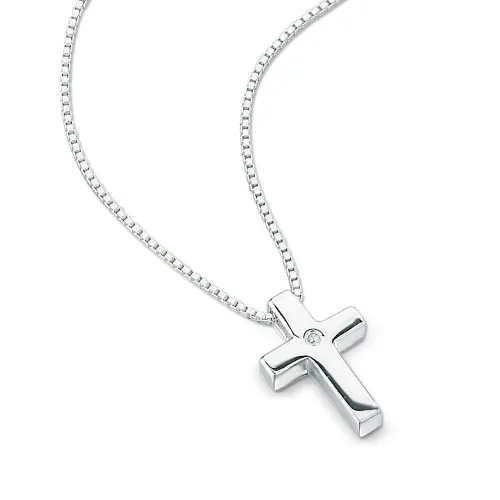 D for Diamond Children's Silver & Diamond Cross Necklace