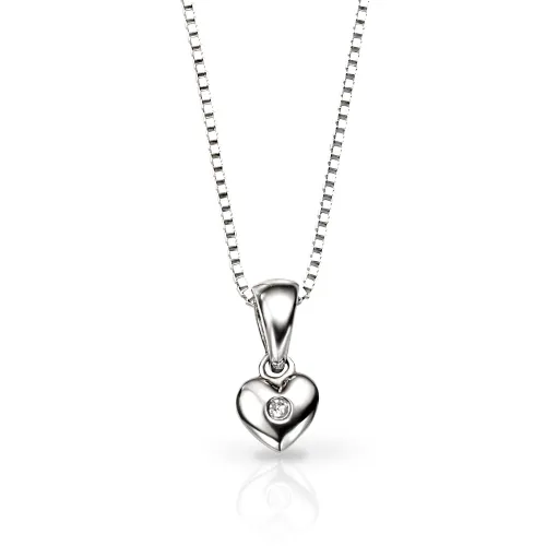 D for Diamond Children's Silver & Diamond Heart Necklace