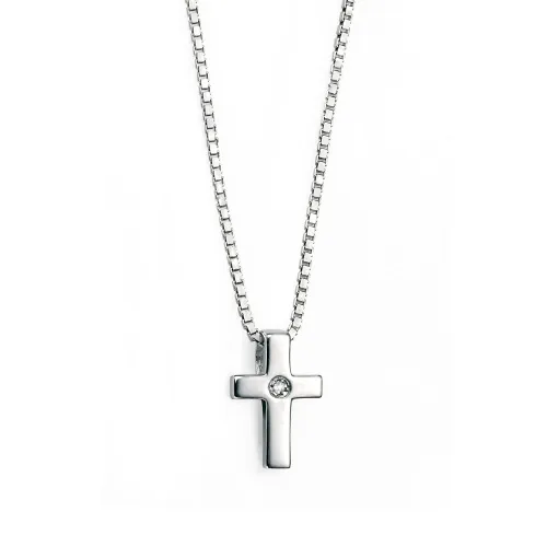 D for Diamond Children's Silver & Diamond Small Cross Necklace
