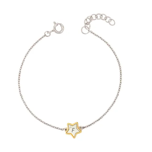 D for Diamond Children's Silver & Gold Plated Diamond Star Bracelet