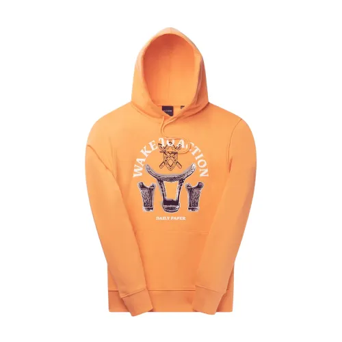 Daily Paper , Rivo Hooded Sweater ,Orange male, Sizes: