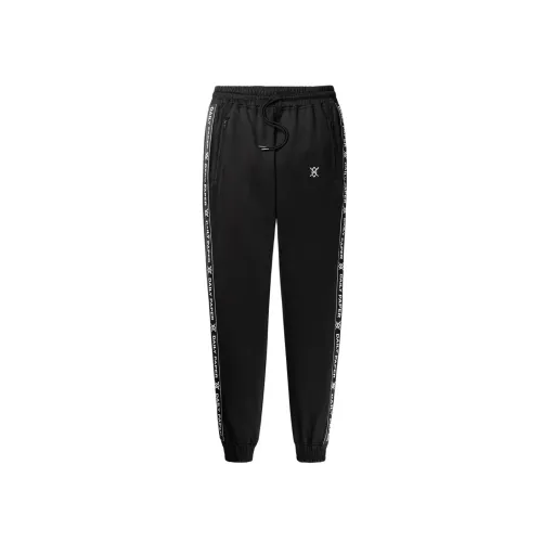 Daily Paper , Tape Logo Sporty Trousers ,Black male, Sizes: