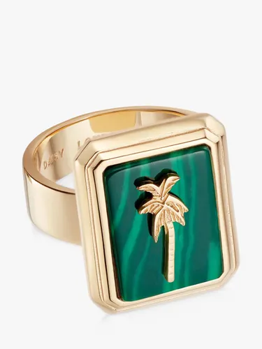 Daisy Tech London Palm Malachite Ring, Gold/Green - Gold/Green - Female - Size: L
