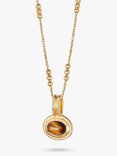 Daisy Tech London Tiger's Eye Pendant Necklace, Gold - Gold - Female