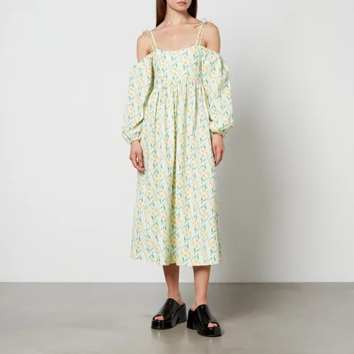 Damson Madder Edwina Floral-Print Cotton Midi Dress