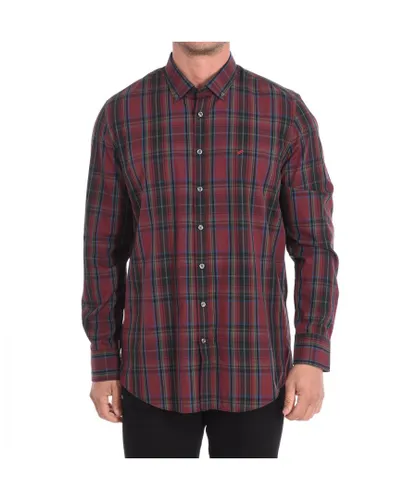Daniel Hechter Mens Long sleeve shirt 182642-60511 - Dark Red Cotton