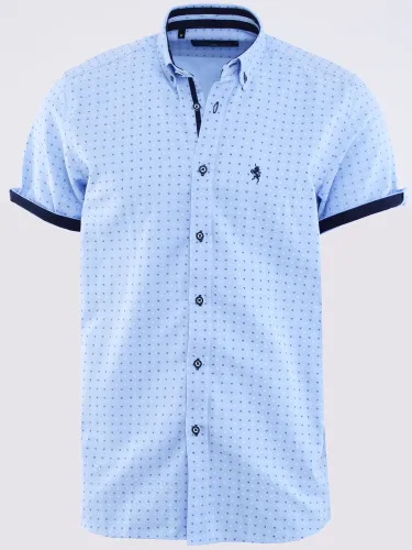 Daniel Rosso Blue Ss Printed Shirt