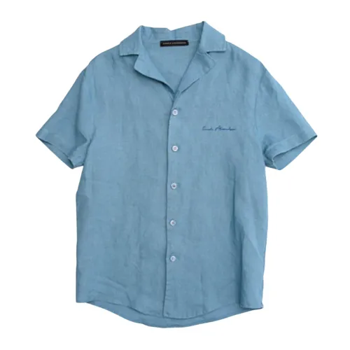 Daniele Alessandrini , Avion Blue Shirt with Logo Print ,Blue male, Sizes: