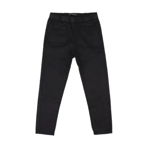 Daniele Alessandrini , Black Cotton Elastic Waist Pants ,Black male, Sizes: