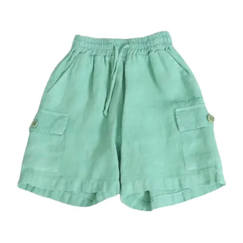 Daniele Alessandrini , Green Kids Bermuda Shorts with Logo Print ,Green male, Sizes: