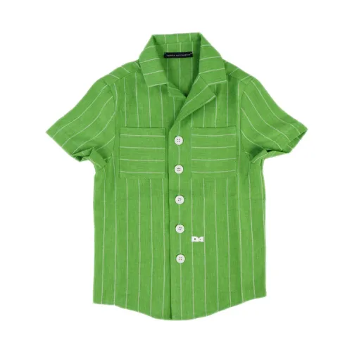 Daniele Alessandrini , Green Striped Short Sleeve Shirt ,Green male, Sizes: