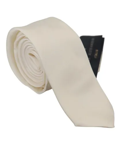Daniele Alessandrini Mens Silk Necktie - Accessory - Adjustable Length - Off-White - One
