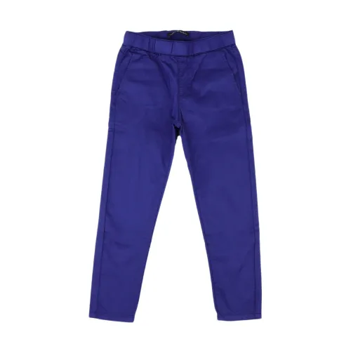 Daniele Alessandrini , Navy Blue Cotton Elastic Waist Pants ,Blue male, Sizes: