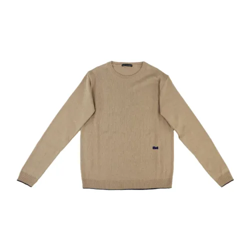 Daniele Alessandrini , Ribbed Camel Neck Sweater ,Brown male, Sizes: