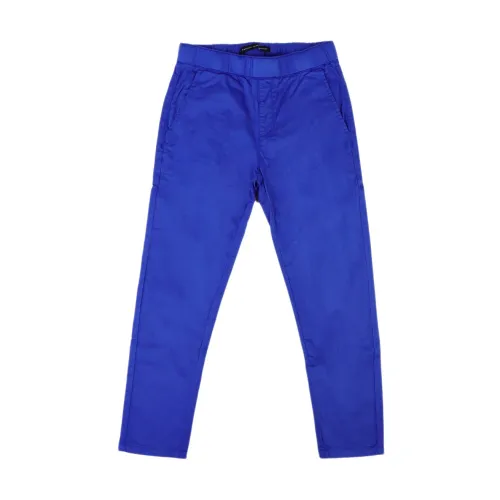 Daniele Alessandrini , Royal Blue Cotton Elastic Waist Pants ,Blue male, Sizes: