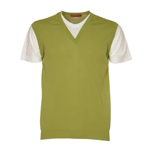 Daniele Fiesoli , Cotton Crepe Sweater Vest Tee ,Green male, Sizes:
