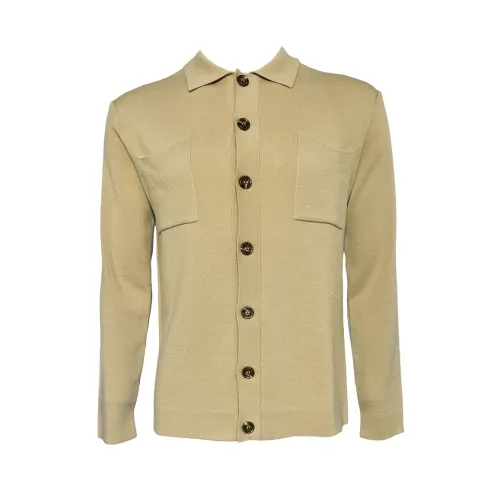 Daniele Fiesoli , Knitted Cardigan with Collar and Buttons ,Beige male, Sizes: