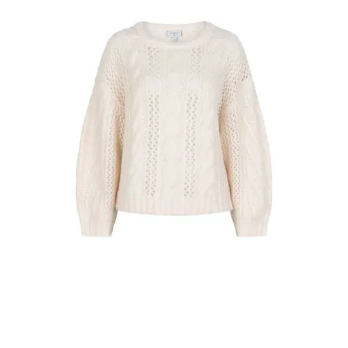 Dante 6 , High-quality Cable Knit Sweater in Alpaca Blend ,Beige female, Sizes: