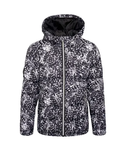 Dare 2B Girls Verdict Leopard Print Insulated Ski Jacket (Black/White)