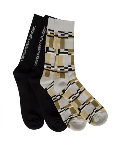 Dare 2B Unisex Adult Henry Holland Socks Set (Pack of 2) (Black/Beige/Grey) - Multicolour