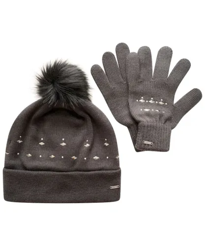 Dare 2B Womens Crystal Clear Fleece Lined Hat And Gloves Set - Grey - One