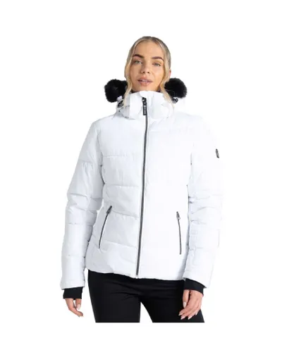 Dare 2B Womens Glamorize IV Waterproof Padded Ski Jacket - White Fleece