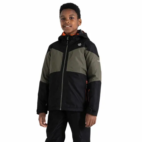 Dare2b Kids Slush Ski Jacket: Black/Lichen Green: 9-10 Years