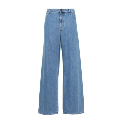 Darkpark , Wide Leg Washed Denim Jeans ,Blue female, Sizes: