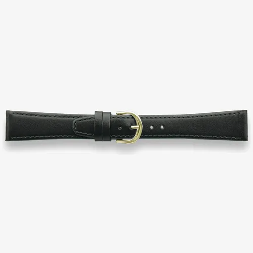 Darlena Windsor XL Black Leather Gold Buckle Watch Strap 1201XL