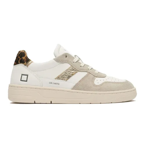 D.a.t.e. , Ivory Low Sneakers with Suede Details and Pony Hair Patch ,Beige female, Sizes: