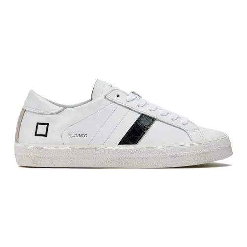 D.a.t.e. , White Leather Low Sneakers with Glitter Detail ,White female, Sizes: