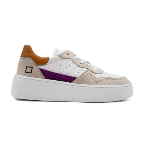 D.a.t.e. , White Leather Step Pop Sneakers ,White female, Sizes: