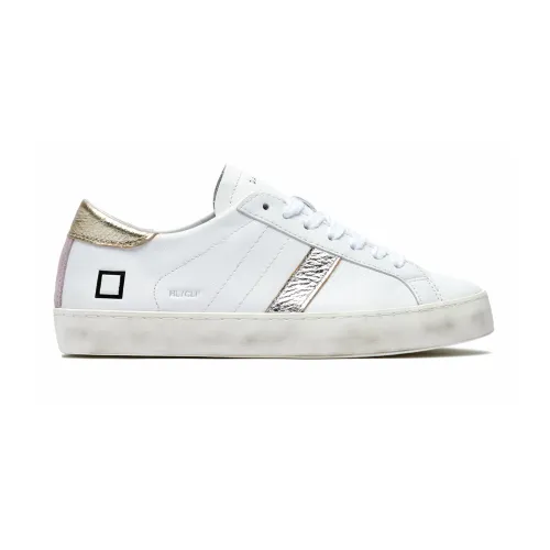 D.a.t.e. , White Sneakers with Leather Tongue and Silver Laminate Detail ,White female, Sizes: