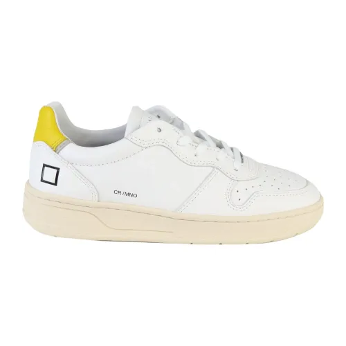 D.a.t.e. , White/Yellow Sneakers ,White female, Sizes: