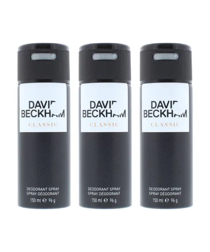 David Beckham Mens Classic Deodorant Spray 150ml x 3 - One Size