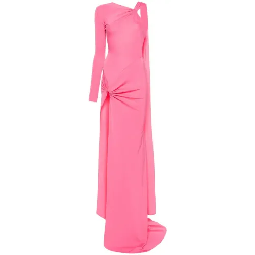 David Koma , Pink Asymmetric Long Sleeve Dress ,Pink female, Sizes: