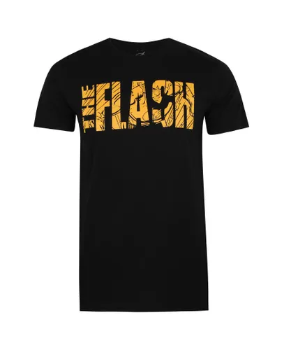 Dc Comics Mens D.C. Comic Flash Text Black T-Shirt Cotton