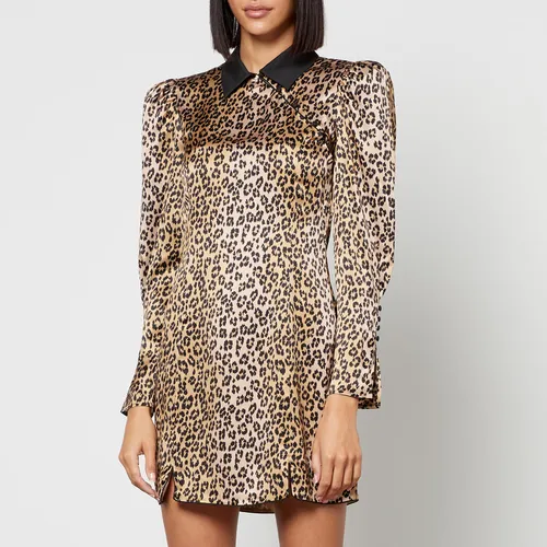 De La Vali Whiskey Leopard-Print Satin Mini Dress