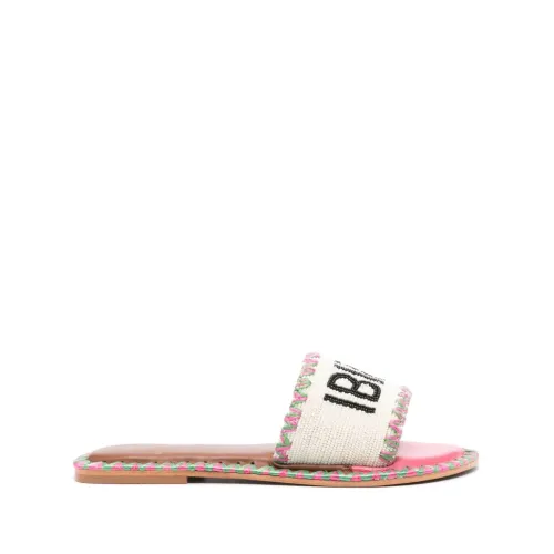 De Siena , Pink Bead-Embellished Leather Sandals ,Pink female, Sizes:
