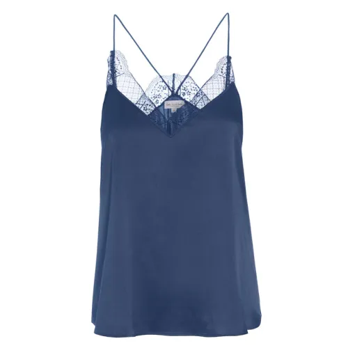 Dea Kudibal , Stretch Silk Strap Top with Lace Detail - Sea ,Blue female, Sizes: