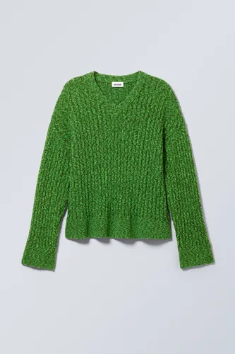 Dean Oversized Knitted V-neck Sweater - Green
