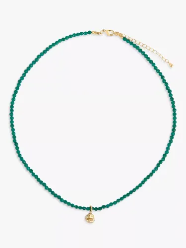 Deborah Blyth Green Agate Beaded Nugget Charm Necklace, Gold - Gold - Female