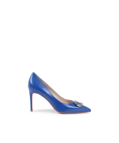 Dee Ocleppo Womens Office Party Logo Pump - Blue Royal Leather