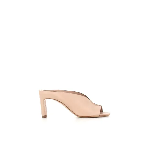 DEL Carlo , Beige Leather V-Cut Sandals ,Beige female, Sizes: