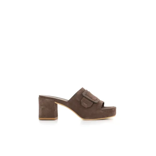 DEL Carlo , Heeled Mules ,Brown female, Sizes: