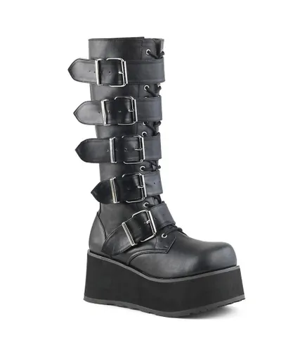 Demonia Mens Trashville 518 Black Vegan Leather Mid Calf Boots