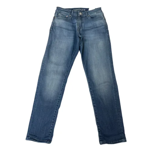 Denham , Girlfriend Tapered Fit Mid Blue Jeans ,Blue male, Sizes: