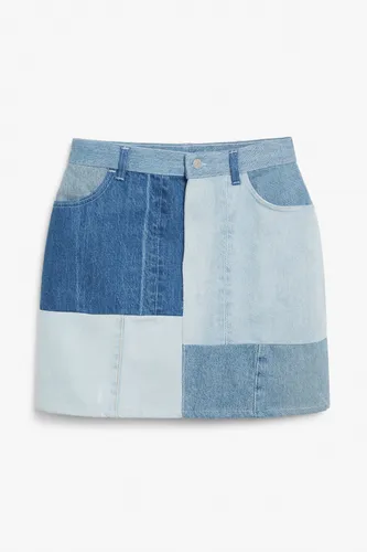 Denim patchwork skirt. - Blue